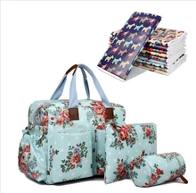 Women 4 pcs Flower Floral Oilcloth Maternity Changing Bag Satchel Large Handbag Tote composite bag crossbady bags