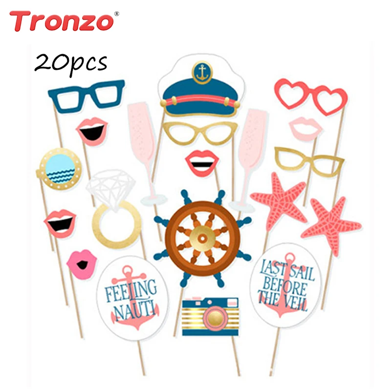 

Tronzo Funny Wedding Photo Booth 20pcs/set Party Decorations Supplies Mask Mustache For Fun Favors Photobooth Photocall