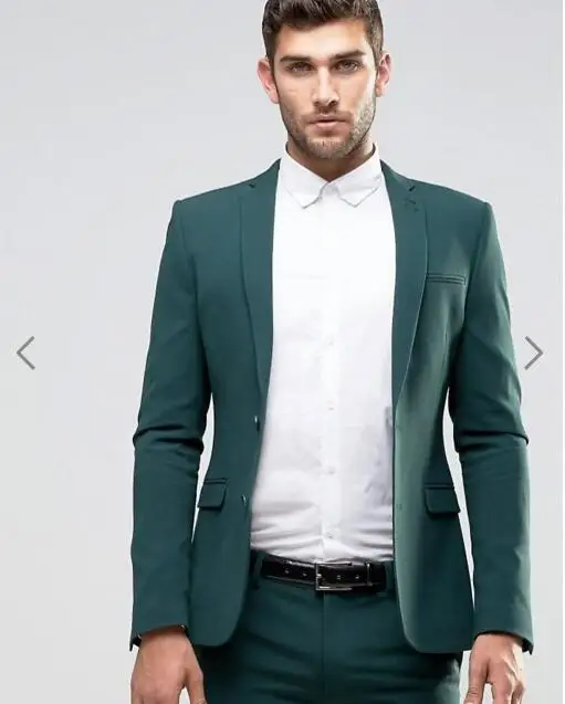 2017 Green Men's Blazer Suits Men suit Blazers Retro slim fit Wedding ...