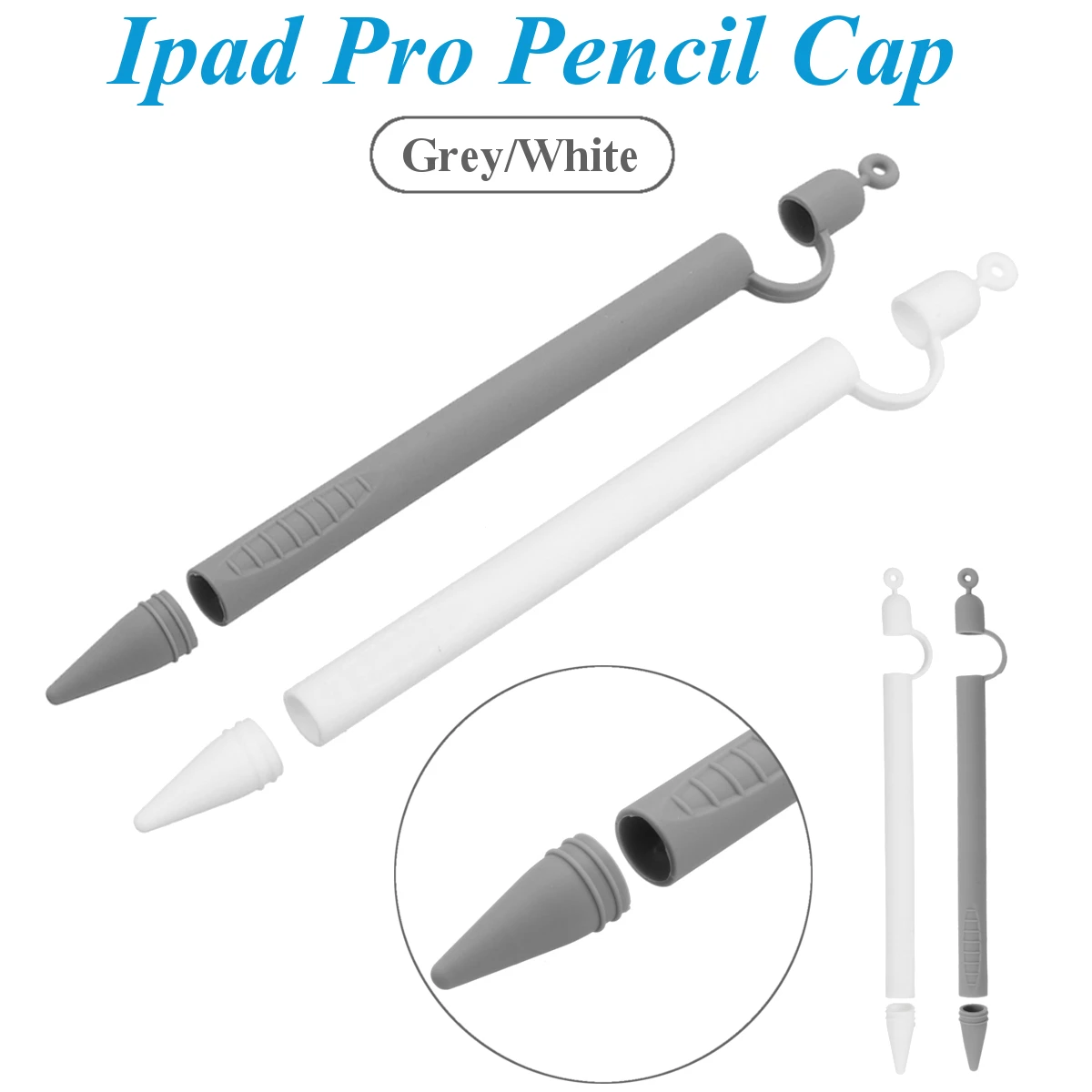 

White Grey Soft Silicone Compatible For Apple Pencil Case Compatible For iPad Tablet Touch Pen Stylus Protective Sleeve Cover