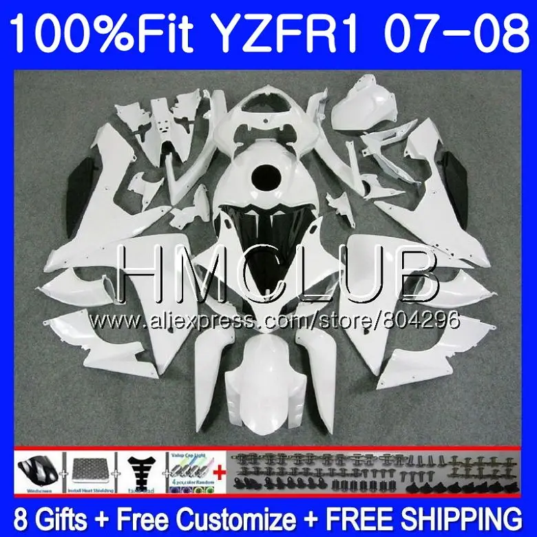 

Injection Body For YAMAHA YZF R 1 YZF 1000 YZFR1 07 08 Glossy white 98HM.15 YZF-R1 07 YZF1000 YZF-1000 YZF R1 2007 2008 Fairings