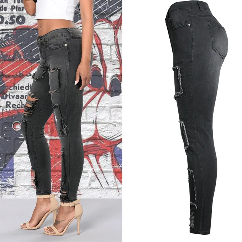 Womens Skinny Jeans Automotive Designer European Women Jeans Black Winter Plus Denim Pants Street Wear 2018 New Arrivals S739 Jeans