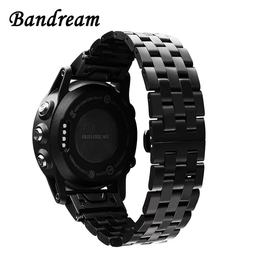 Ремешок из нержавеющей стали для наручных часов Garmin Fenix 6X /6X Pro Sapphire / 5X /5X Plus 3/ 3