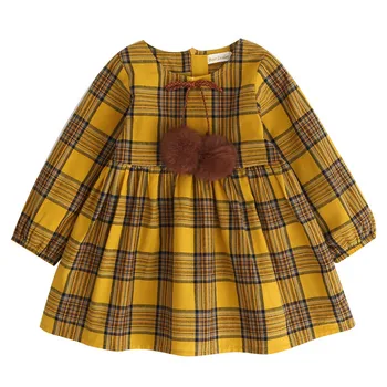

Baby Kids Girls Long Sleeve Plaid T Shirt Dresses For Girls New 2018 Toddler Infant Clothes Spring Knee-Length Princess Dress 40