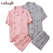 Fdfklak, высокое качество, лето, короткий рукав, парный Пижамный костюм, комплект из двух предметов, пижама, хлопок, пижама, Женский комплект, пижама Q944