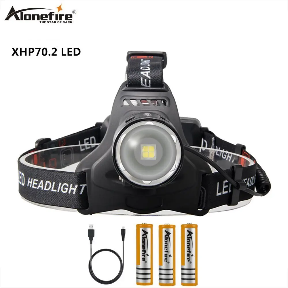 

Alonefire HP37 50000Lums USB Rechargeable LED Headlamp XHP70.2 LED Head Light Lamp Lantern 18650 Battery Fishing