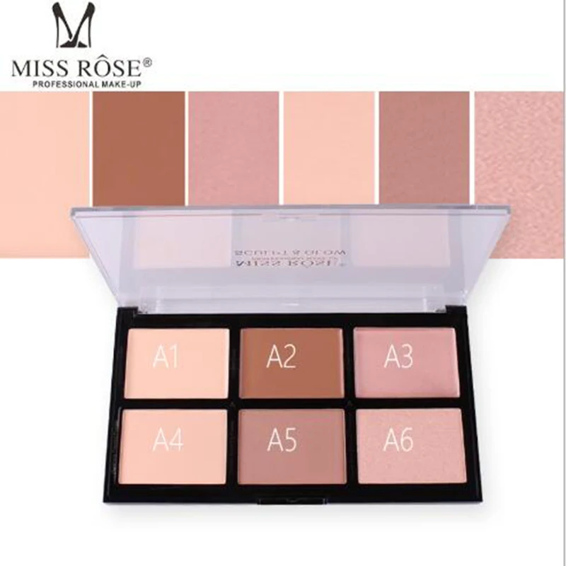 

MISS ROSE 6-color high-gloss powder repairing powder concealer acne foundation cream waterproof whitening oil control makeup