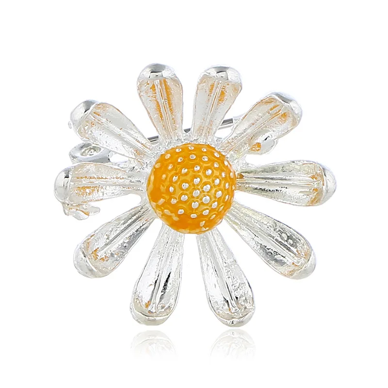 Enamel White Sun Flower Brooches Corsage Daisy Clothes Accessories