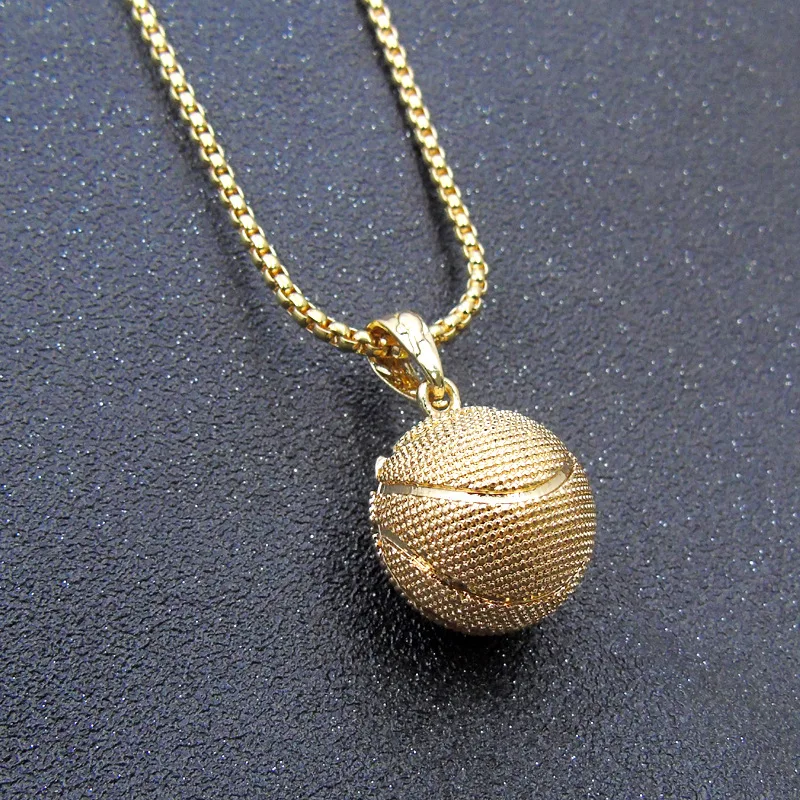 

3D Basketball Gold Necklace Gold Silver Pendant Men and Women Couple Accessories Alloy Necklace Sports Hip Hop Jewelry Necklace
