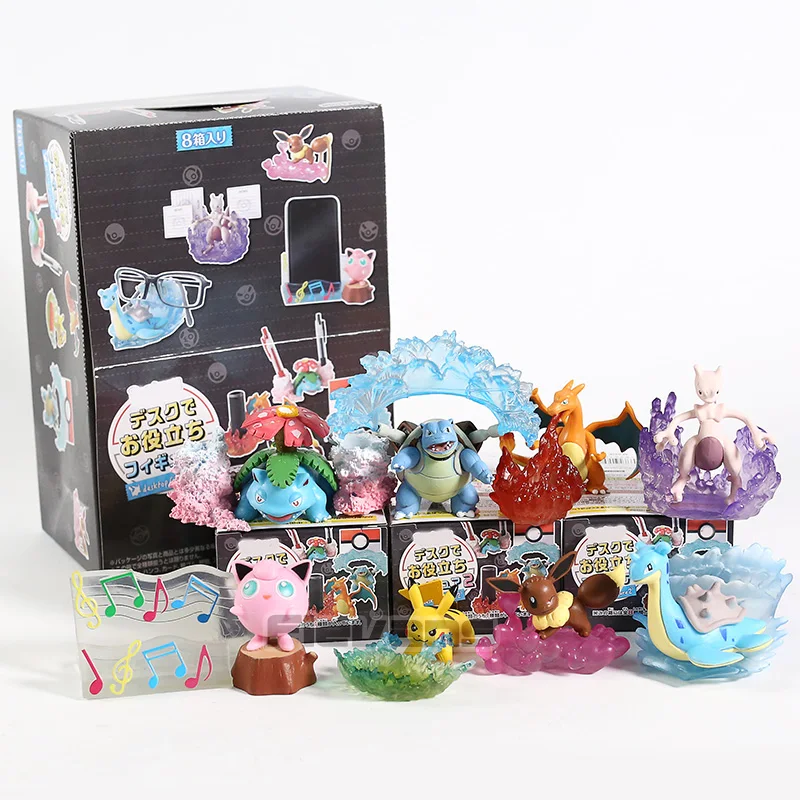 Anime XY Eevee Charizard Venusaur Blastoise Mewtwo Jigglypuff Lapras Mini PVC Figures Collctible Toys 8pcs/set - Цвет: B box