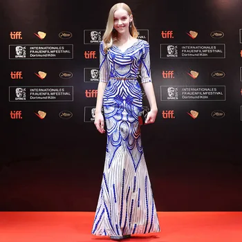 

weiyin Robe De Soiree Little Mermaid Evening Dress 2018 Elegant Illusion V Neck Backless Black Formal Party Gowns WY910