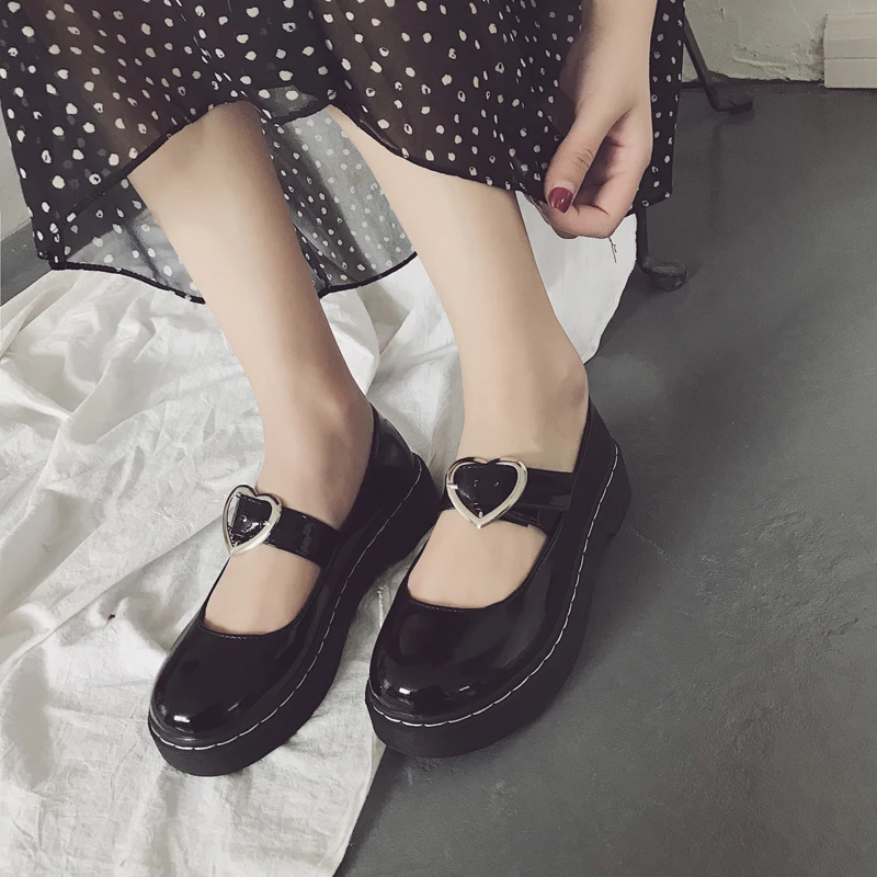 Черные кожаные лоферы в японском стиле для школьниц; Винтажная обувь Mary Jane