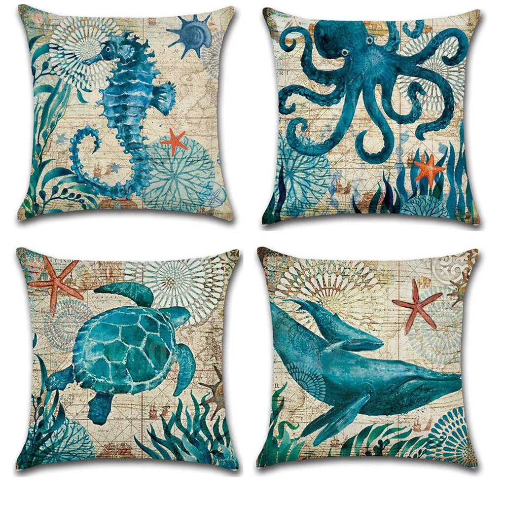 

Seabed Animal Home Decor Cushion Cover 4Pcs Throw Pillowcase Pillow Covers super soft cushion cover and sofa pillow case Home