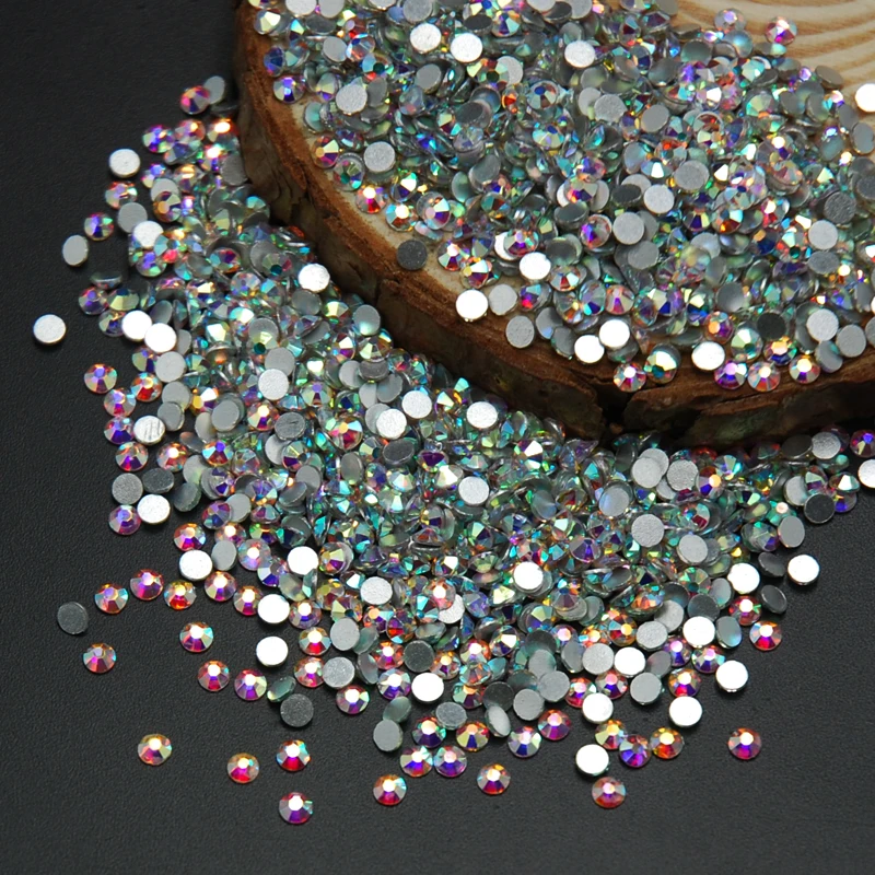 

High Quality Super Shiny Nail Art Rhinestone White Crystal Clear AB Color Non Hotfix Flatback Crystal Strass Stones