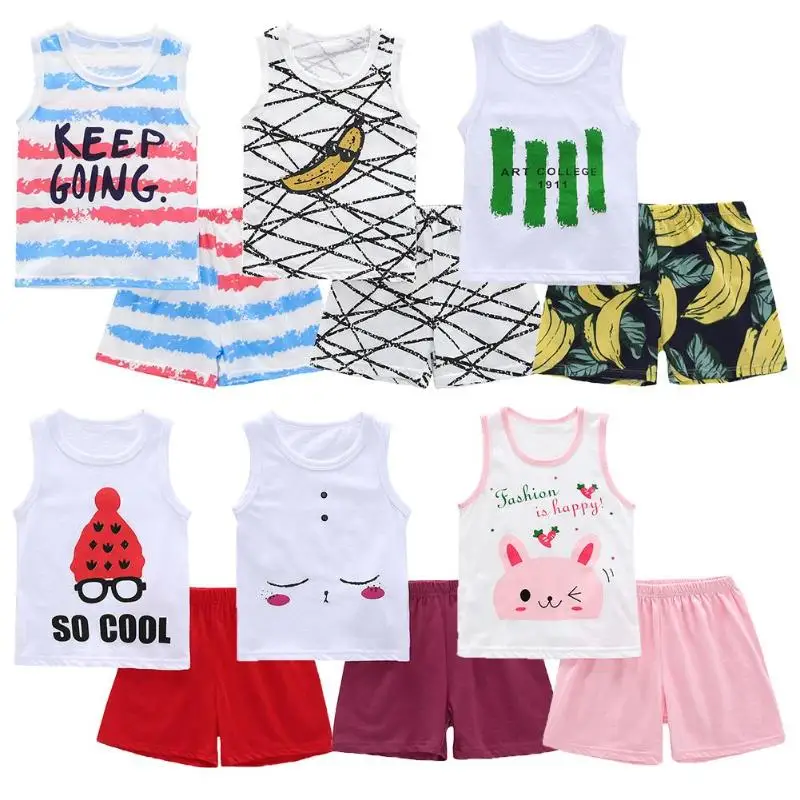 2 Pcs Baby Boy Clothes Summer Aircraft Baby Boy Girl Clothing Set