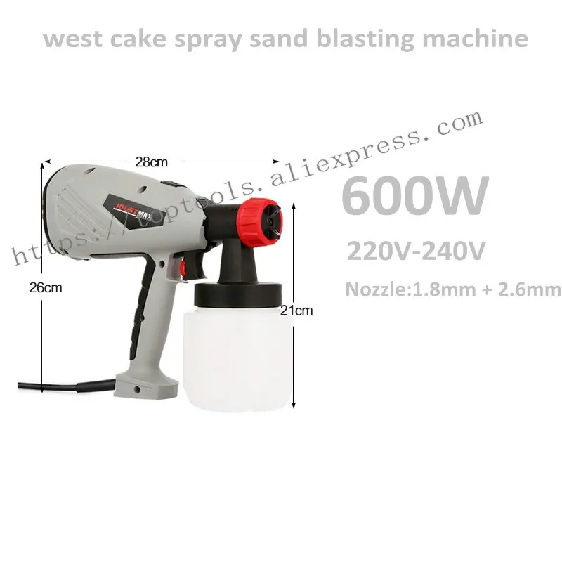 

600W Detachable Adjustable High Voltage Electric Spray Gun Cake Spray Gun 1.8MM 2.6MM