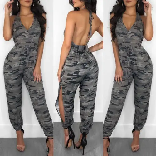 

Sexy Summer Women Print Backless Bodycon Jumpsuit Romper Casual Clubwear US