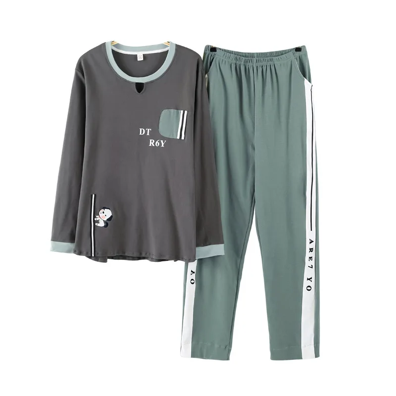 Men spring and autumn wearable long sleeve and pants men youth cotton XL casual pajamas sets pajama set men sleepwear