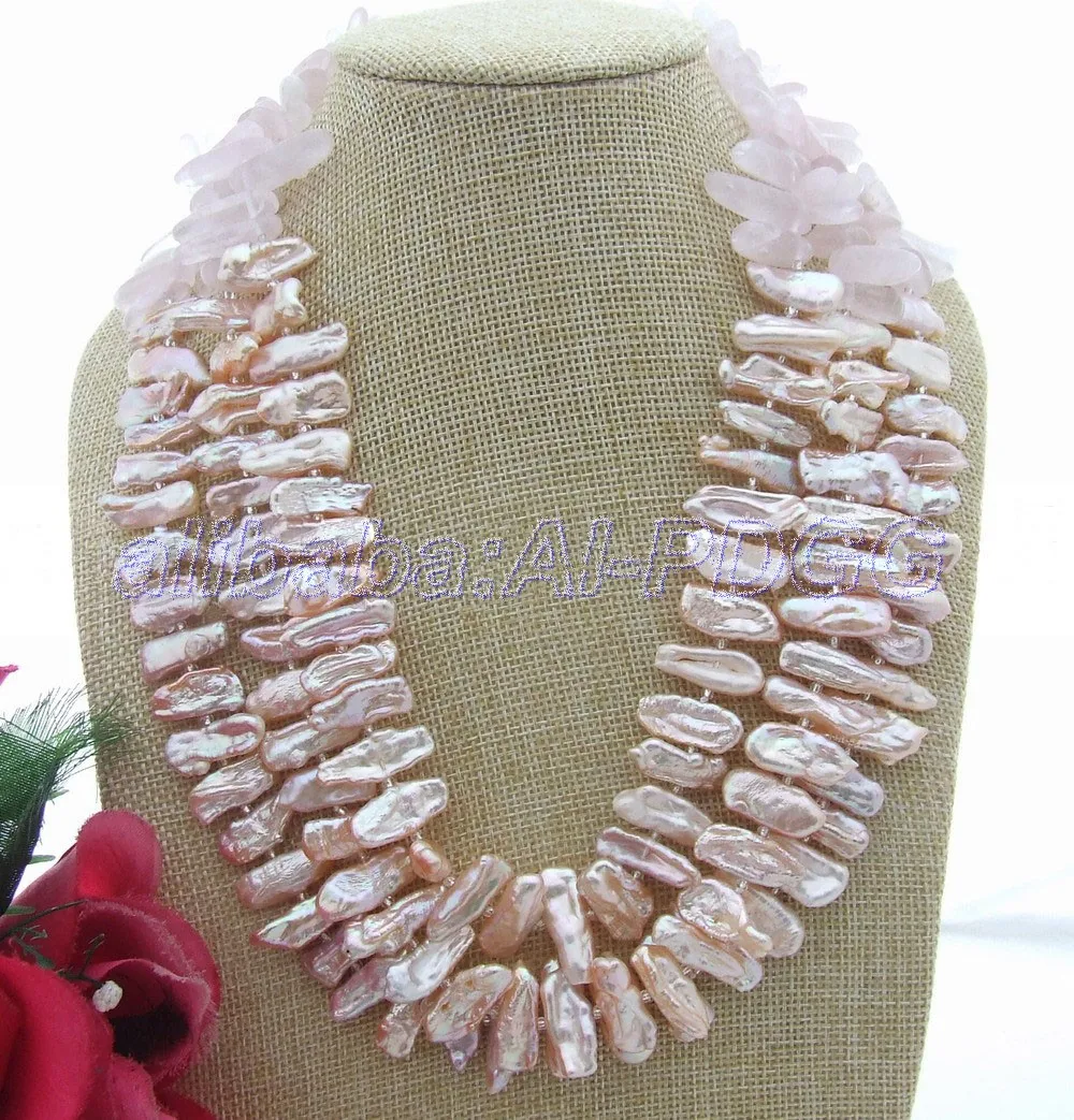 

GG Pink Biwa Pearl&Rose Crystal Necklace