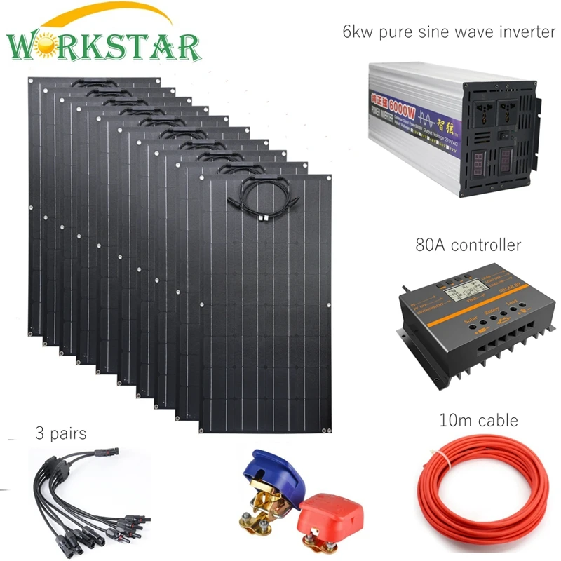 WORKSTAR 100 Вт Гибкая солнечная панель 10 шт. ETFE солнечное зарядное устройство решетки