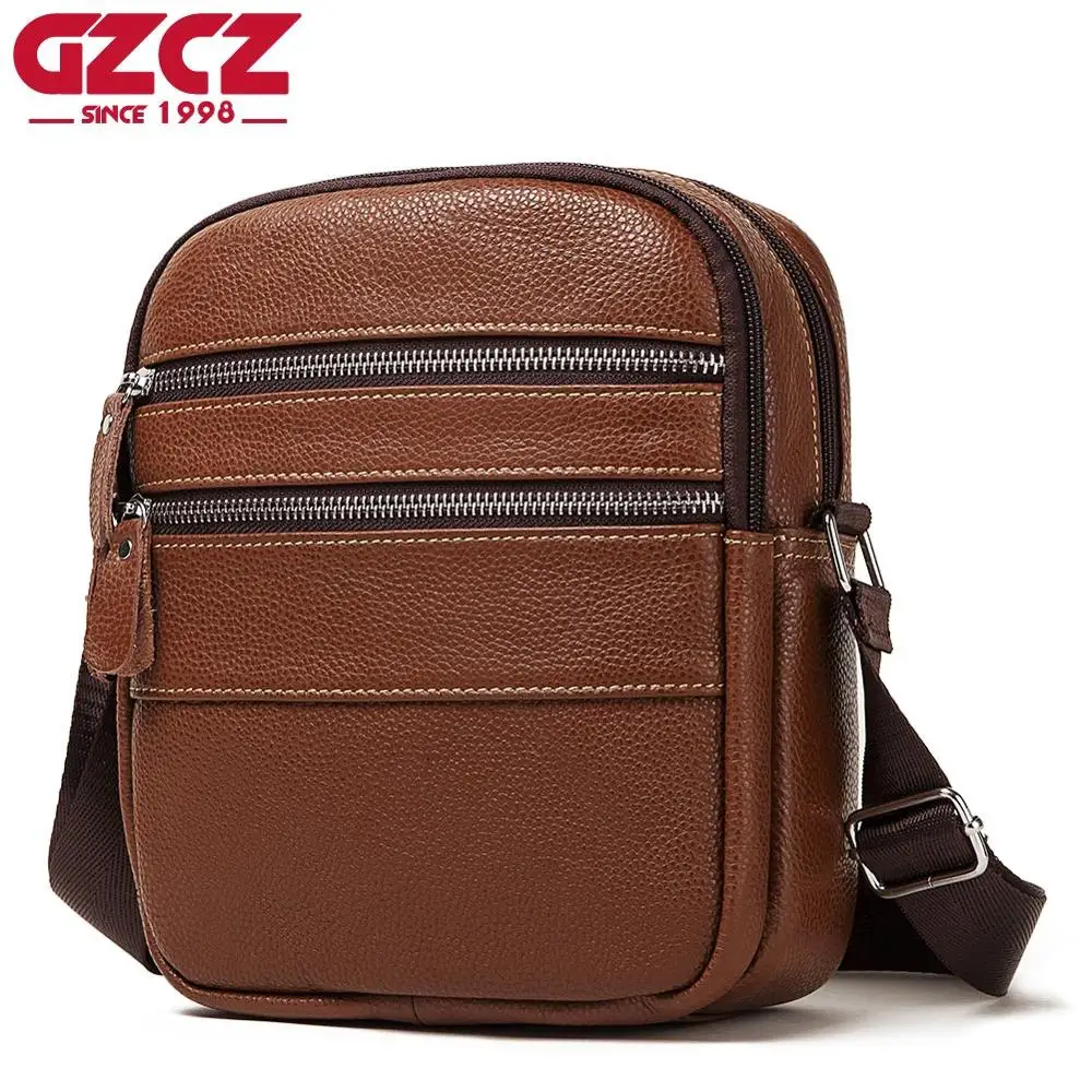 

GZCZ 100% Natural Genuine Leather Men Messenger Bag Crossbody Handbag Male High Qulity Shoulder Bag Bolsas Sling Chest Clutch