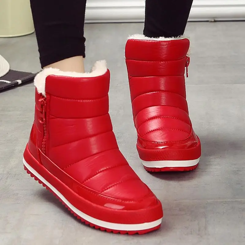 

Waterproof pu leather short winter boots women 2018 new arrival warm winter boot snow shoes woman fashion zipper women boots