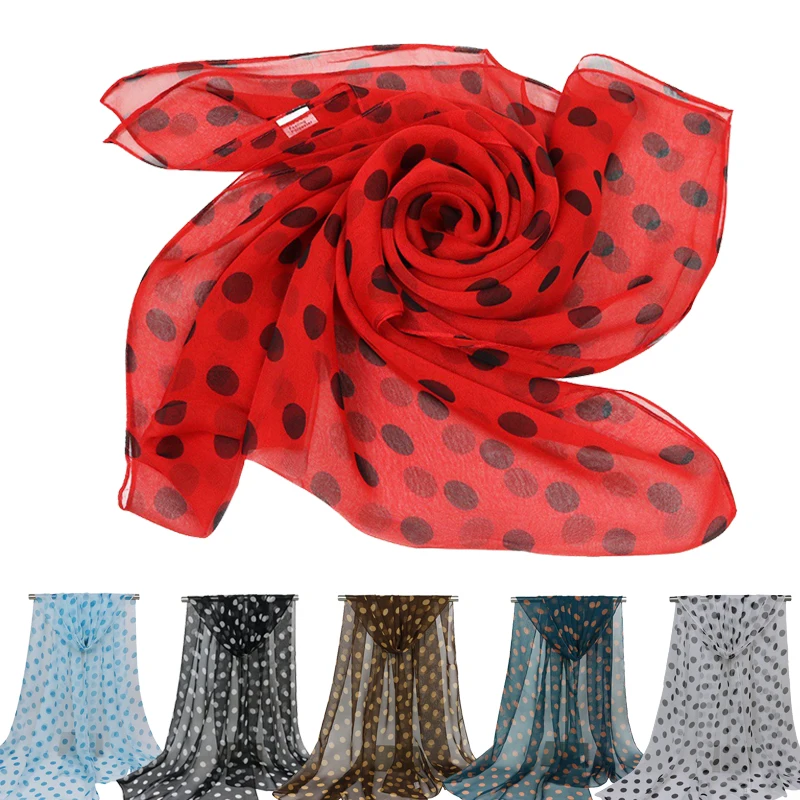 

Women Scarf Chiffon Summer Accessory Dot Long Print Shawl Beach Wrap Gift