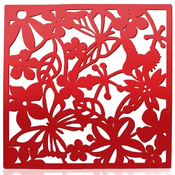 Красный SaiDeng 4 шт современный подвесной экран бабочка цветок полый занавеска для разделения комнат перегородки украшения для дома на Рождество-20 - Цвет: Красный