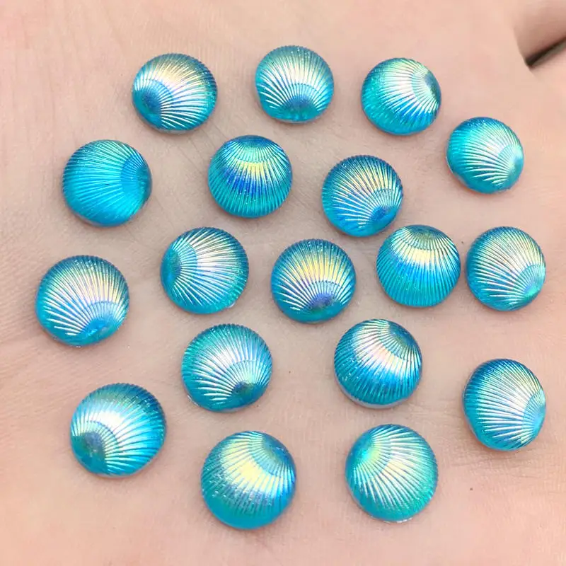 80 шт/партия 10 мм круглый AB Reisn shell горный хрусталь Кристалл для DIY Strass Свадебные украшения-HB44 - Цвет: Blue AB