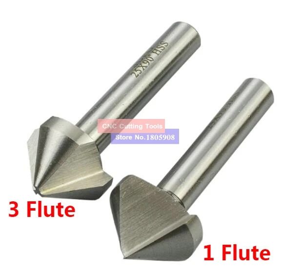 1PCS 6.3mm-50mm 60 Degree/90 Degree 1 Flute/3 Flute HSS Chamfer Chamfering End Mill Cutter Bit (10.4/16.5/20.5/25/30/35/40/50mm)