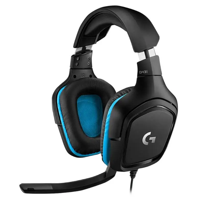 Игровые наушники logitech G431, проводная гарнитура DTS 7,1 с объемным звуком, игровые стерео наушники с микрофоном для ПК/PS 4/Xbox One/Phone - Цвет: Черный