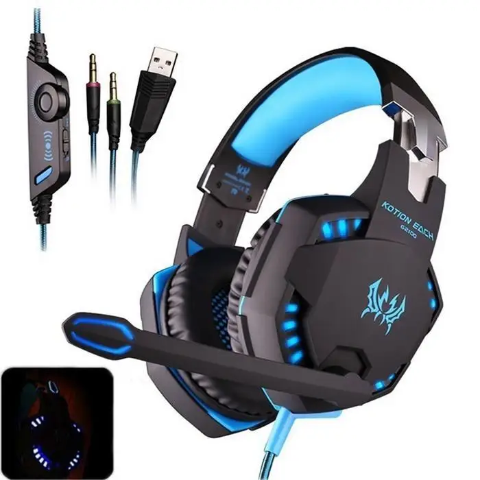 USB 3,5 мм легкий саморегулирующийся G2000 6,0x5,0 Kotion USB+ мм DC5V 5% каждый Pro игровой головной убор 2,2 100 мА