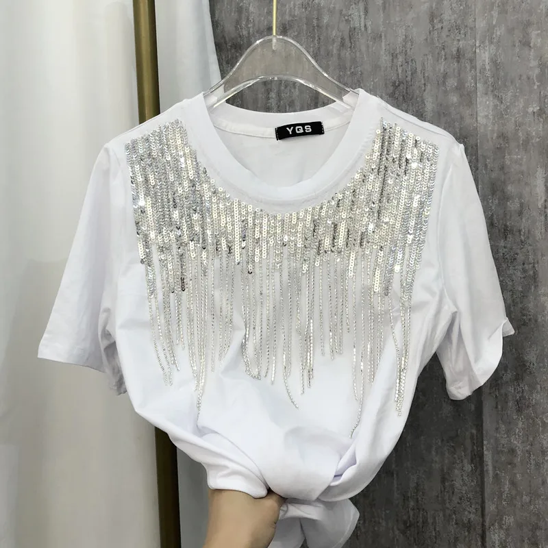 Cakucool Новая летняя рубашка женская блузка с бахромой Femme короткий рукав Повседневная панк Свободная рубашка Топы для женщин белый