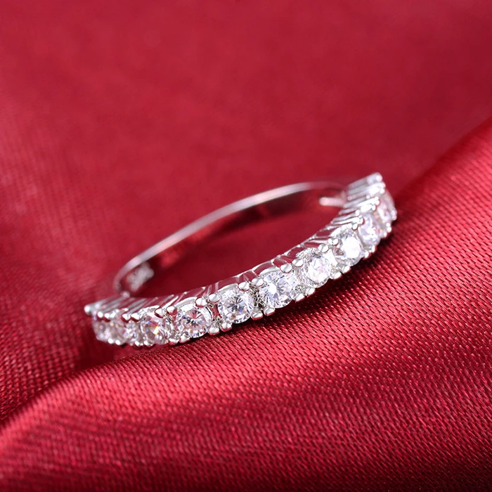 Торговля серебро 925 пробы кольца для Для женщин 11 шт. 2,5 мм CZ Diamant обручальное кольцо, ювелирное изделие, подарок штамп S925 ZR181