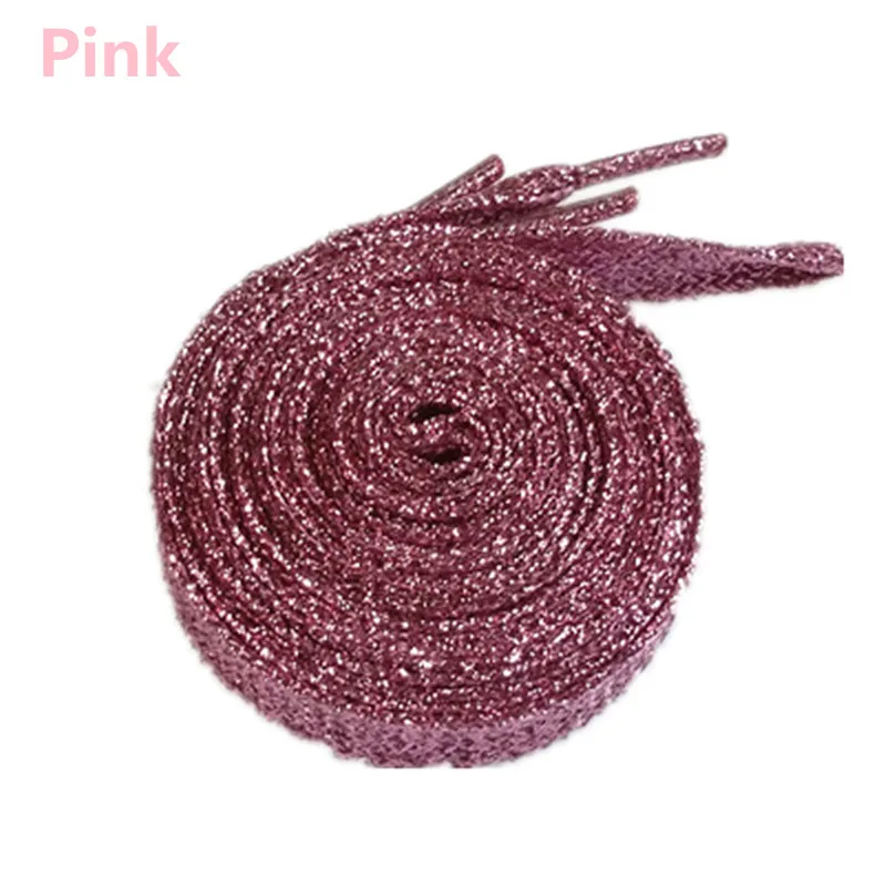 pink Блестящие шнурки блестящие плоские шнурки рождественские цвета шикарные мерцающие золотые - Цвет: pink