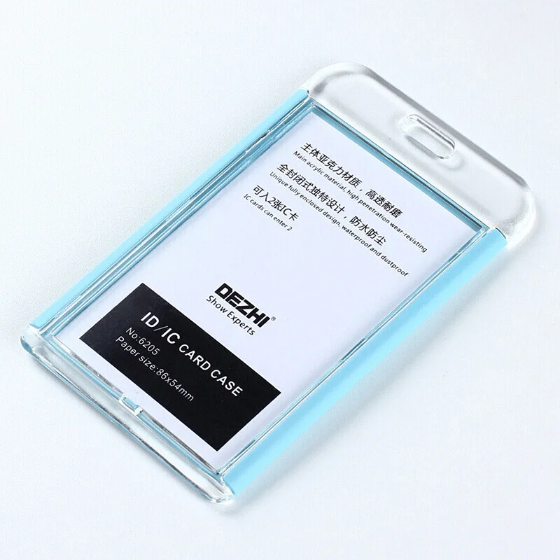 DEZHI-Модный Стильный Акриловый Прозрачный чехол для ID IC карты по самой низкой цене, Рабочая карта с ремешком, может изготовить логотип, OEM - Цвет: light blue NO rope
