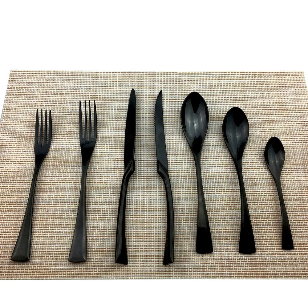 JANKNG 1-Piece Black Cutlery Set 18/10 Stainless Steel Western Silverware Food Tableware Sets Fork Steak Butter Knife Dinnerware cutlery set western style cutlery set stainless steel cutlery set