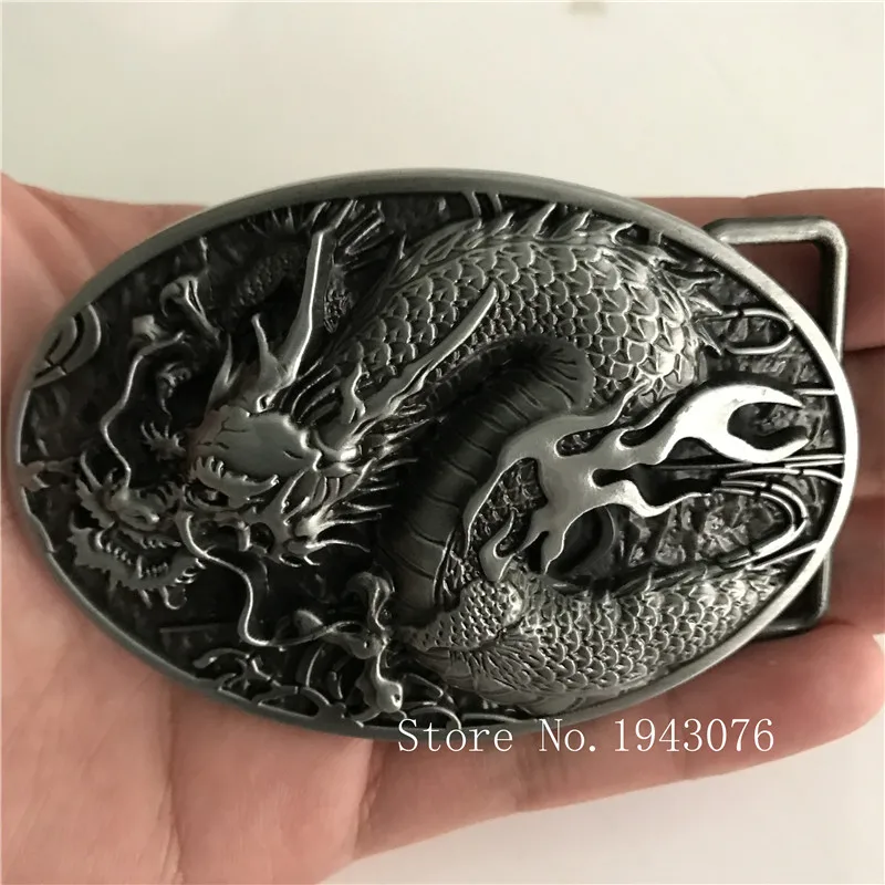 

Retail New Style Good Quality 3D Silver Dragon Cowboy Belt Buckle With Oval Metal Man Woman Jeans accessories Fit 4cm Wide Belt