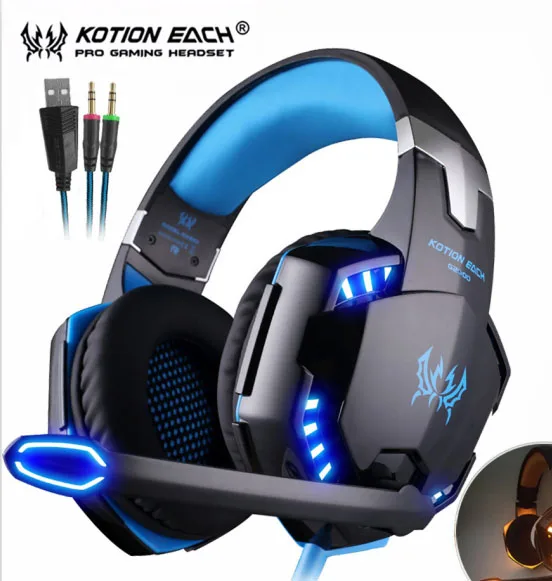 Headphone KOTION каждая игровая гарнитура глубокий бас стерео игровые наушники с микрофоном светодиодный светильник для PS4 ПК ноутбук+ игровая мышь+ коврик для мыши - Цвет: Headphone