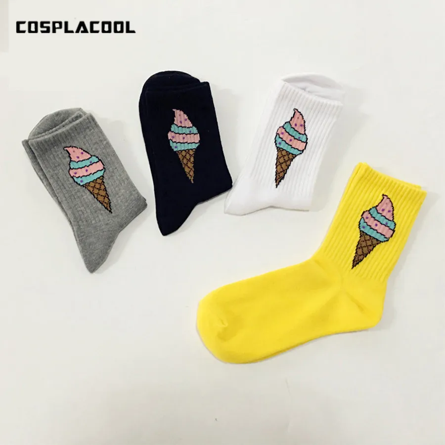

[COSPLACOOL] New Hot Air Balloon Ice cream Colorful Pattern Harajuku Socks Women Cartoon Calcetines Funny Creative Novelty Meias