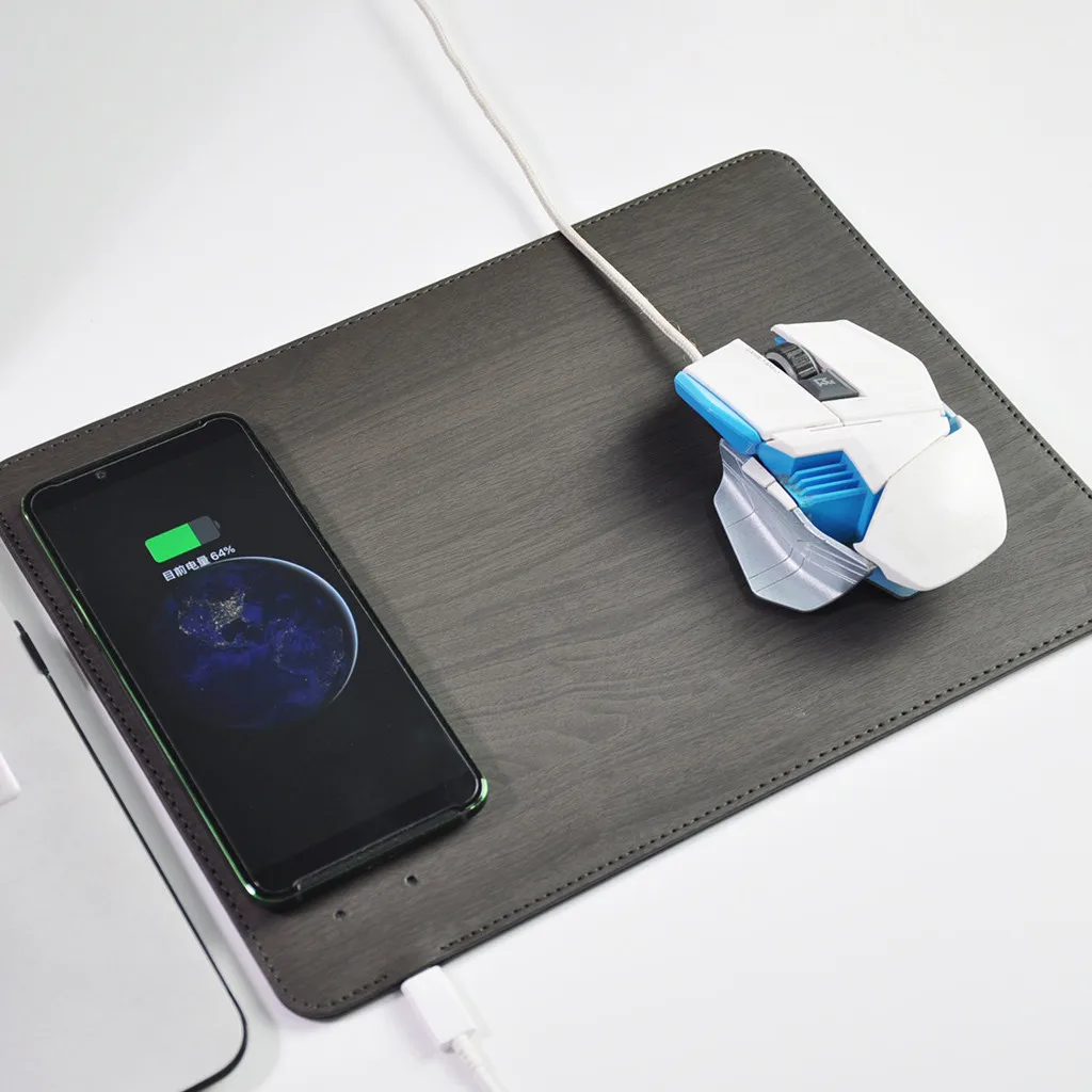 10 Вт беспроводной зарядки USB+ микро мыши, коврик для мыши размер 30x21x0,54 см+ 50 см кабель для передачи данных деревянный зерна Беспроводной коврик для зарядки мыши