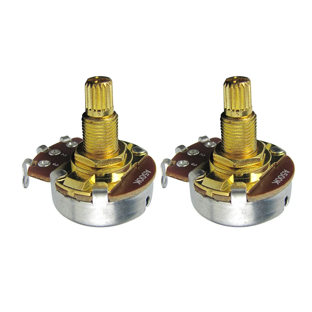 NEW 2PCS A500K Potentiometer Audio Taper Long Split Shaft 18mm Full