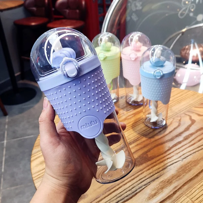 

Creative Coffee Mugs BPA Free Plastic Water Bottle with Straw Travel Tea Milk Cup Drinkware Students Whey Protein Water Bottles