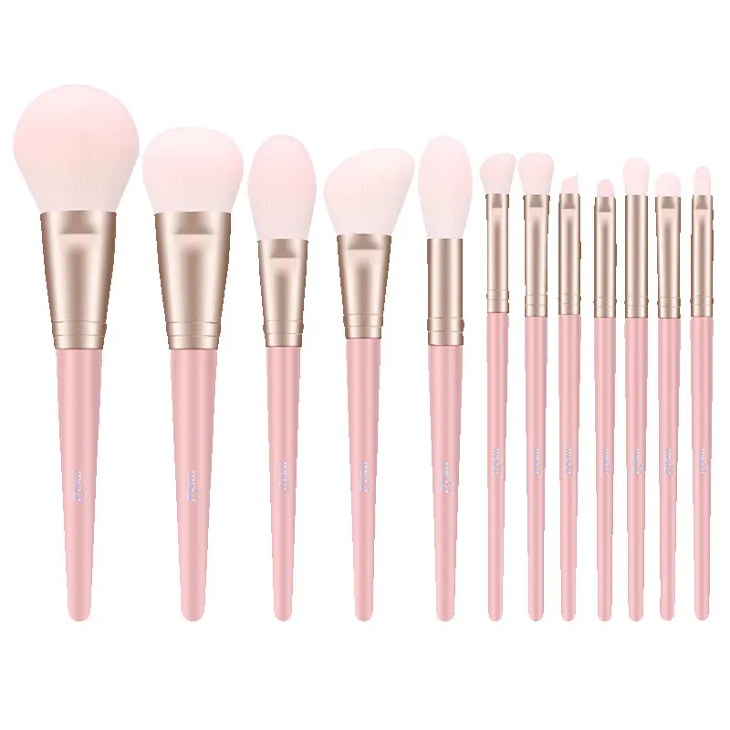 

12 PCS/Set Pink Makeup Brushes Set Pincel Maquiagem Powder Eye Kabuki Brush Complete Kit Cosmetics Beauty Tools with Leather Cas