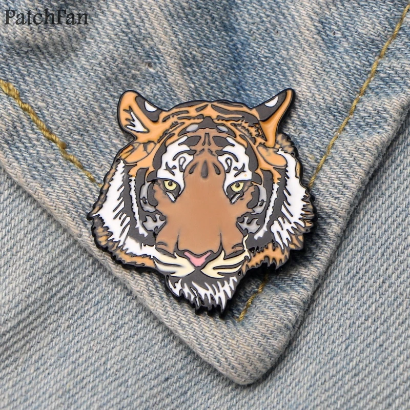 Patchfan Тигр медведь животные цинковый сплав галстук булавки значки para рубашка сумка Одежда Кепка рюкзак броши для обуви значок украшения A1860