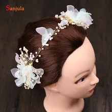 Новые золотые свадебные цепочка на голову с двойной расчески лепестков свадебное украшение на голову аксессуары для бракосочетания T065