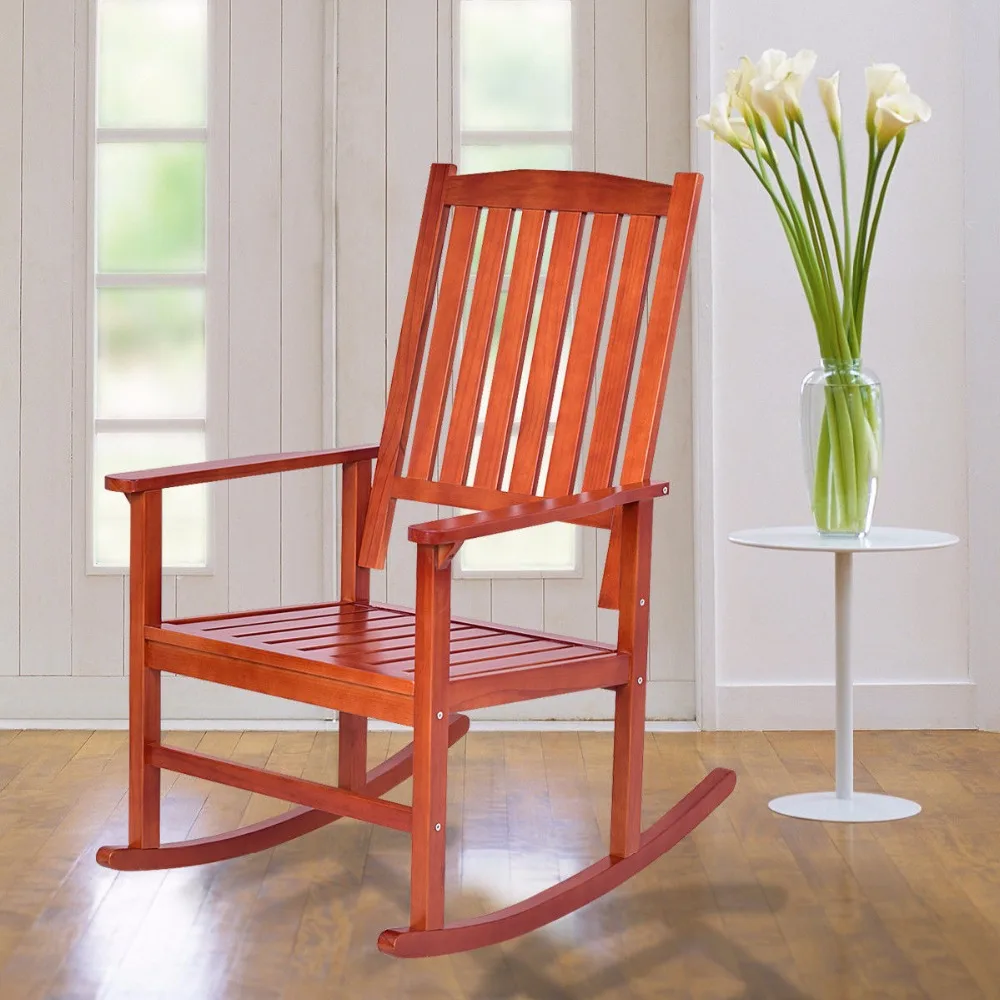 spesifikasi Giantex Set dari 2 Kayu Kursi Goyang Rocker Teras Indoor Luar HW56206 Deck Patio Furniture Ruang Tamu Furniture Baru