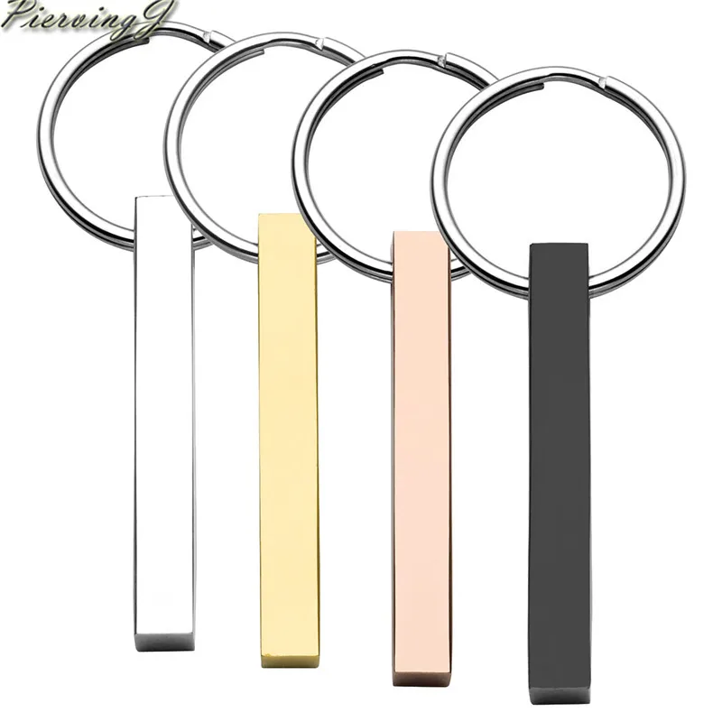 

PiercingJ New Stainless Steel Keychain necklace Rectangular Cuboid Vertical Charm Keyring Keychain Valentines Best Friends Gift