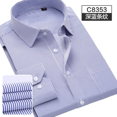 Осенние мужские рубашки с длинным рукавом в полоску Формальные Большие размеры Большая распродажа 6XL 7XL 8XL 10XL 9XL 14XL 12XL синяя новая деловая офисная рубашка - Цвет: picture color