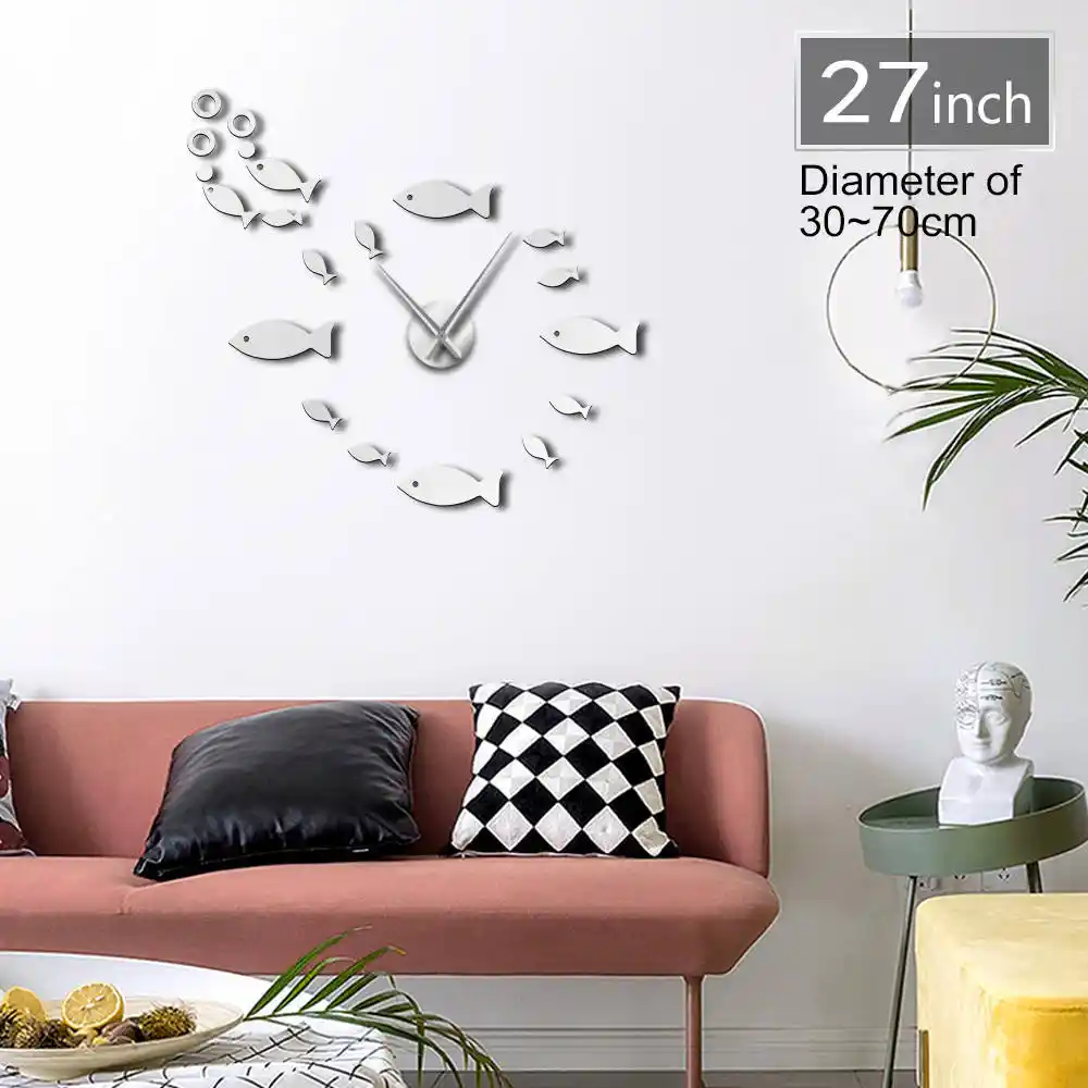 Small Fish Bubble Diy Wall Clock Ocean Sea Animals Exclusive Frameless Mirror Effect Kids Bedroom Wall Art Decor Clock Watch Aliexpress